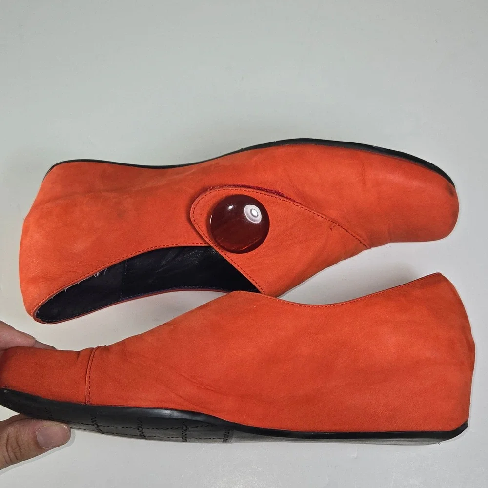 Unique Vaneli Orange Suede Wedge Shoes with Button‎ Accent Size 9N
